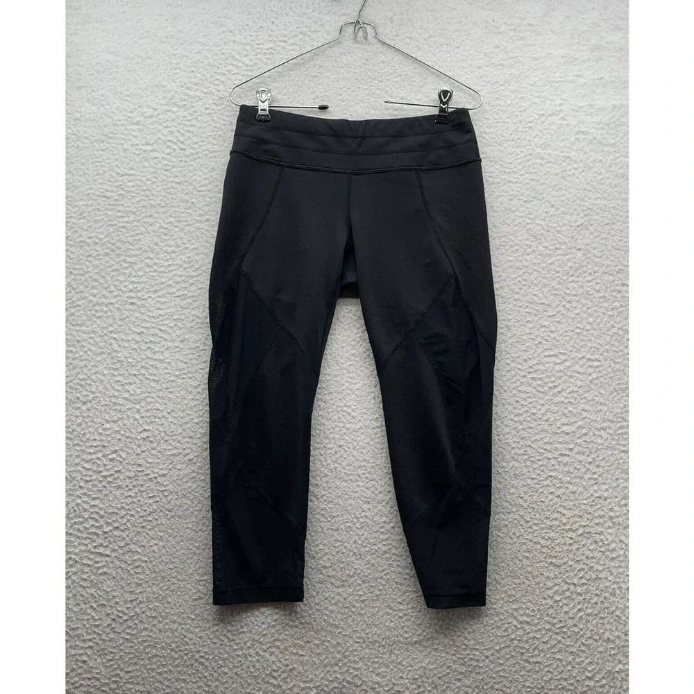 Athleta Capri Leggings Womens Small S Black Sheer‎ Mesh Activewear Athleisure